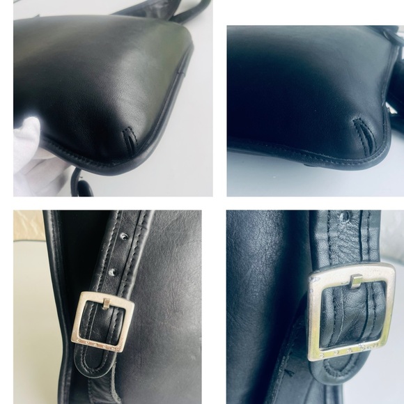 VINTAGE RARE HIPPIE COACH SLIM FLAT BACKPACK #9405 BLACK LEATHER - Picture 15 of 16